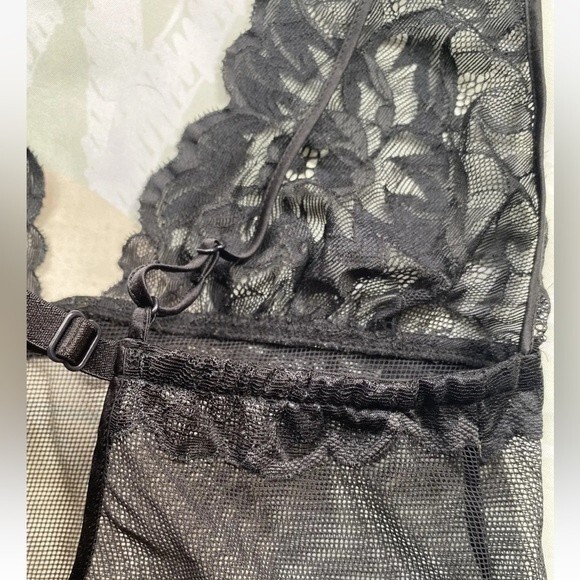 Victoria’s Secret Lingerie Chemise Slip Teddy Babydoll Black Mesh W Lace… - Picture 9 of 12